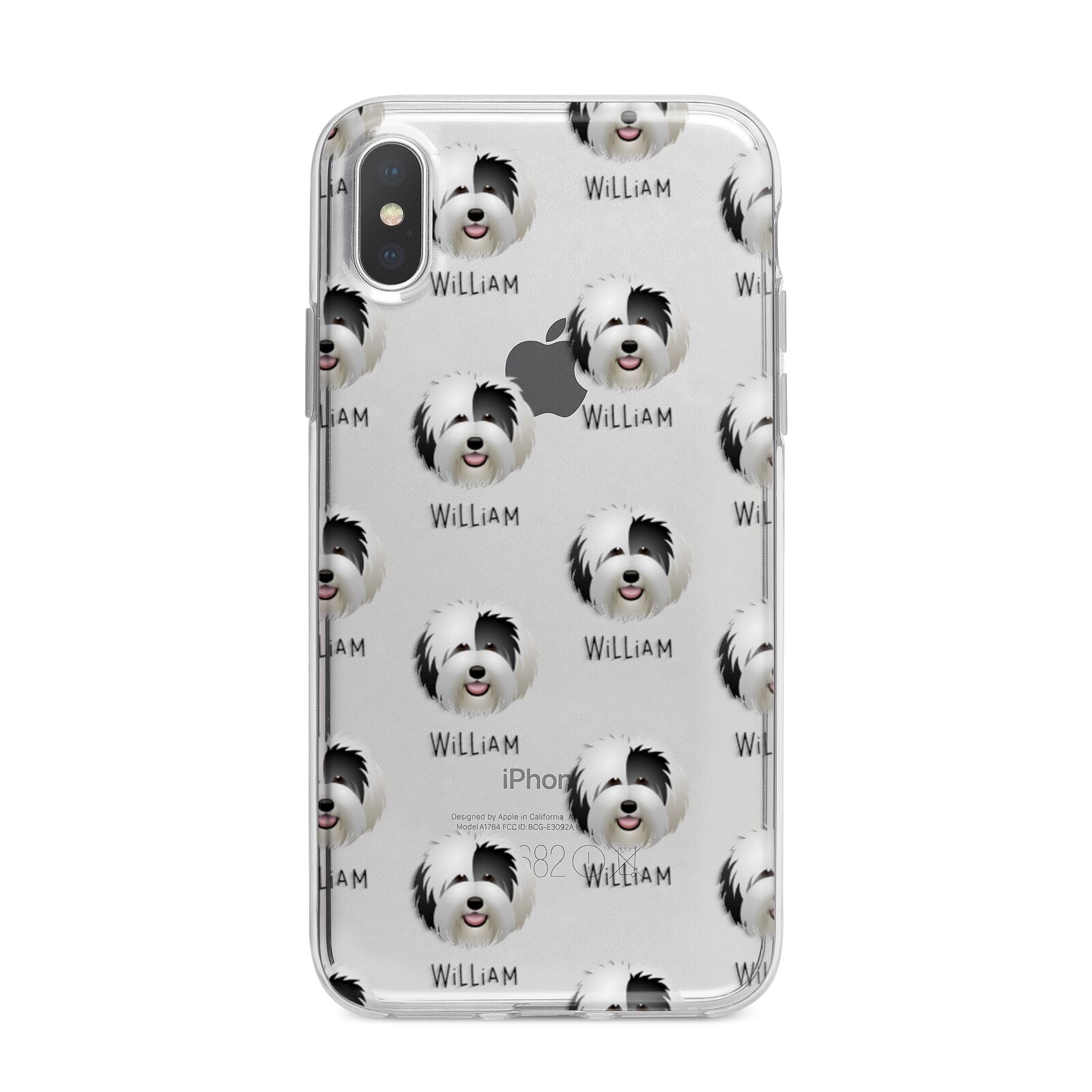 Old English Sheepdog Icon with Name iPhone X Bumper Case on Silver iPhone Alternative Image 1