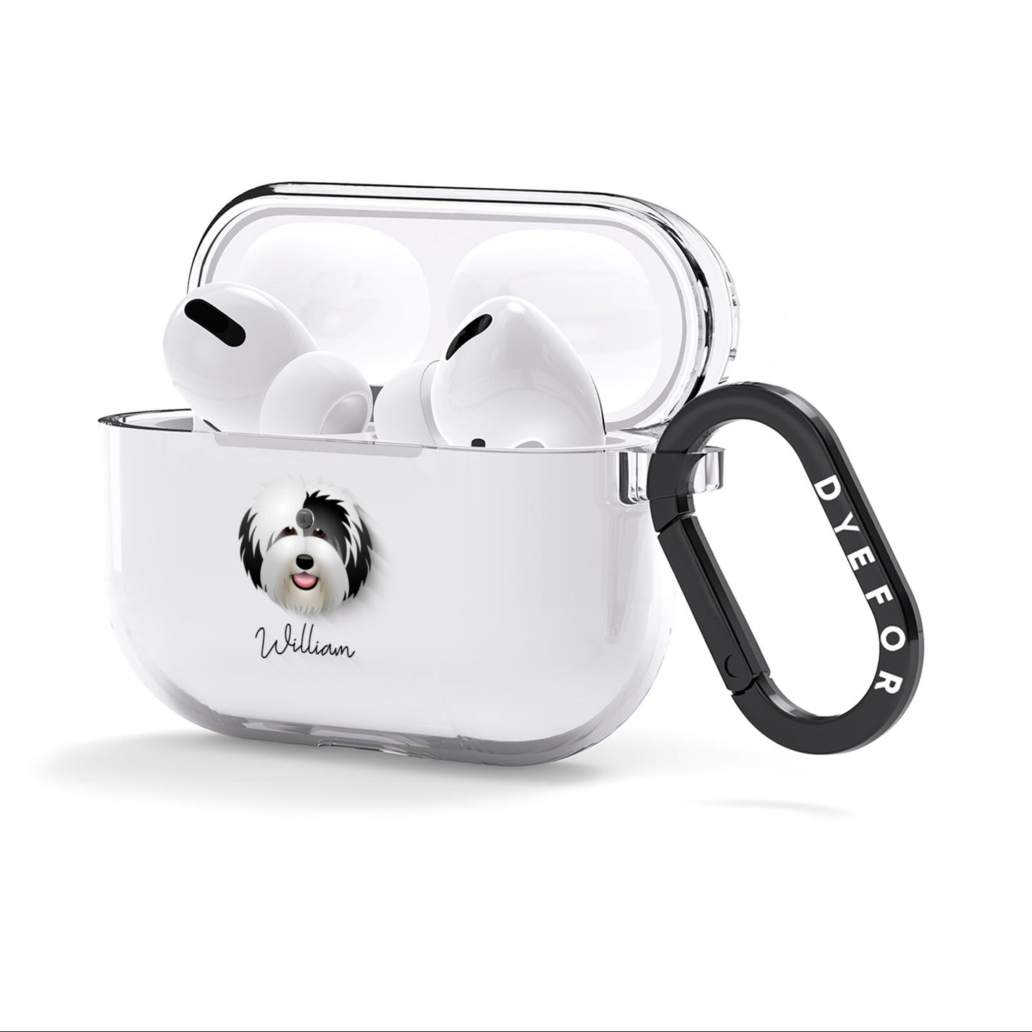 Old English Sheepdog Personalised AirPods Clear Case 3rd Gen Side Image