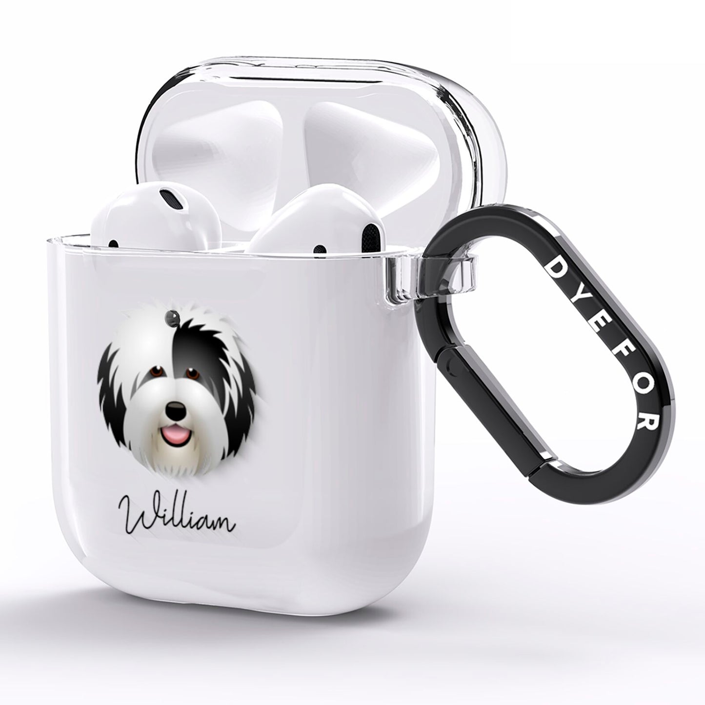 Old English Sheepdog Personalised AirPods Clear Case Side Image