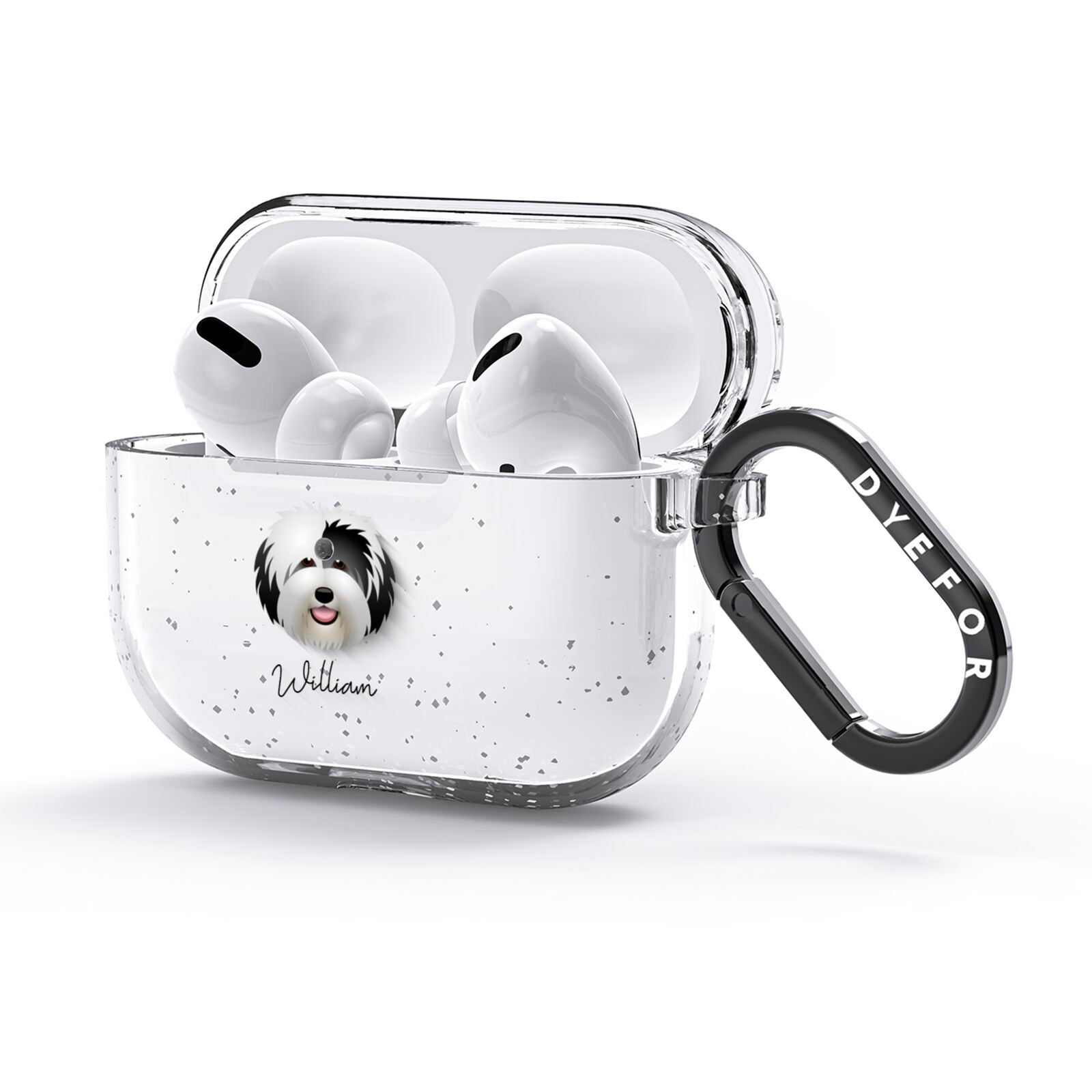 Old English Sheepdog Personalised AirPods Glitter Case 3rd Gen Side Image