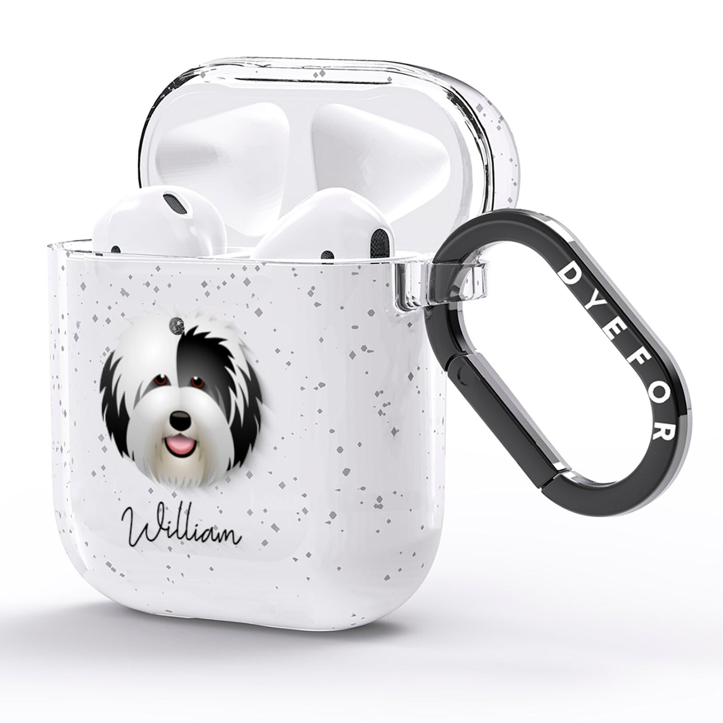 Old English Sheepdog Personalised AirPods Glitter Case Side Image