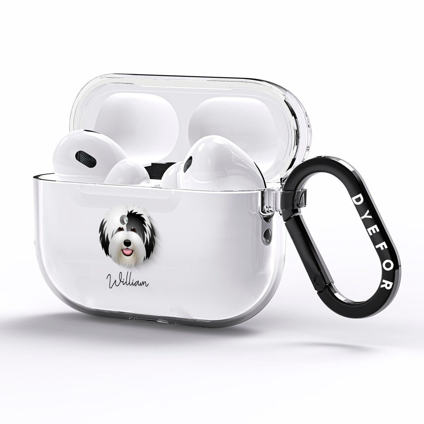 Old English Sheepdog Personalised AirPods Pro Clear Case Side Image
