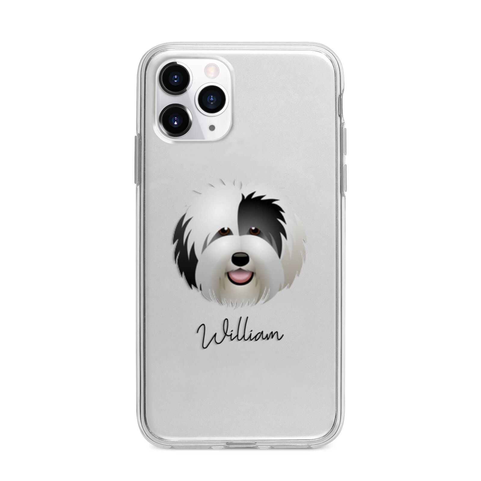 Old English Sheepdog Personalised Apple iPhone 11 Pro Max in Silver with Bumper Case