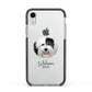 Old English Sheepdog Personalised Apple iPhone XR Impact Case Black Edge on Silver Phone