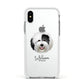 Old English Sheepdog Personalised Apple iPhone Xs Impact Case White Edge on Silver Phone