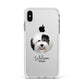 Old English Sheepdog Personalised Apple iPhone Xs Max Impact Case White Edge on Silver Phone