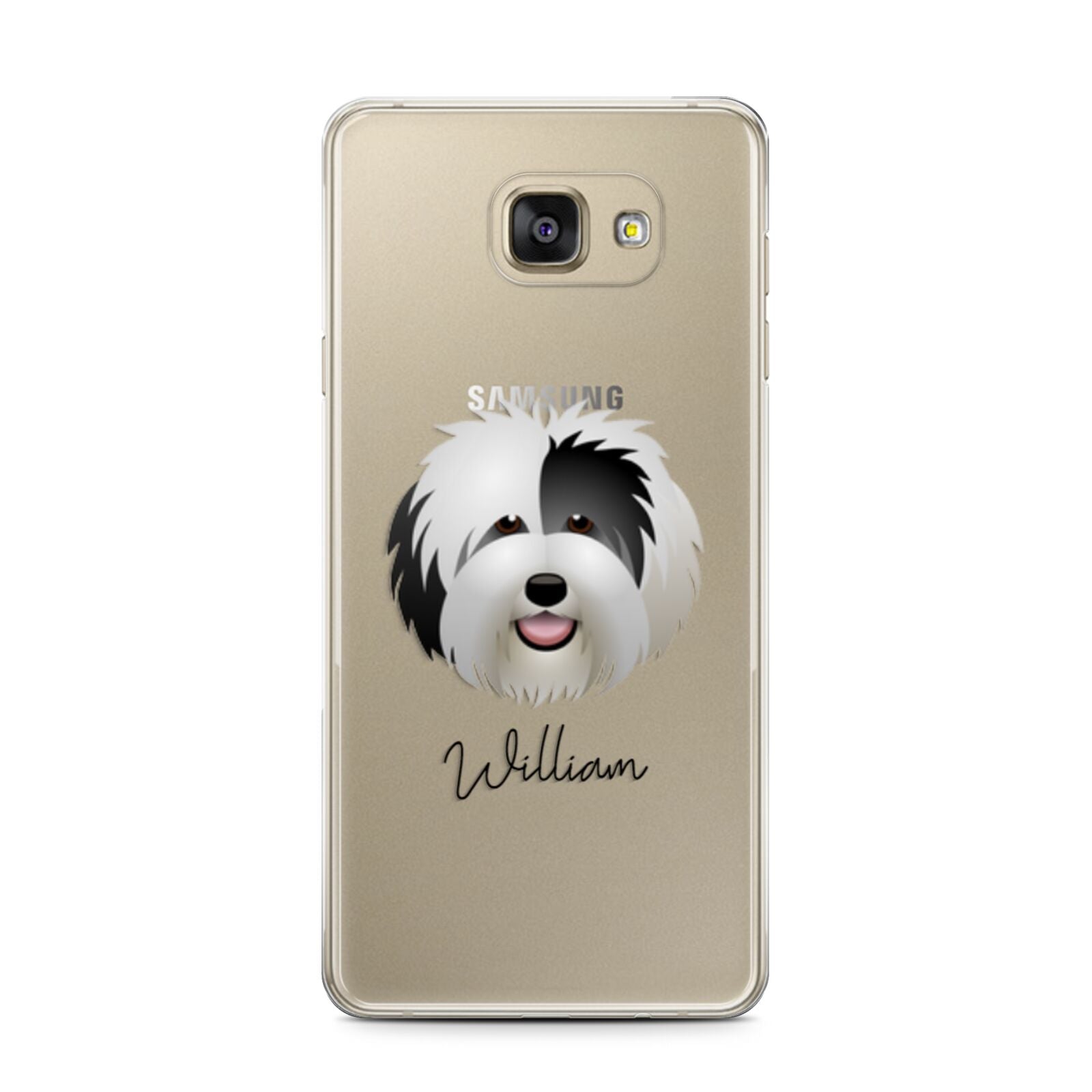 Old English Sheepdog Personalised Samsung Galaxy A7 2016 Case on gold phone