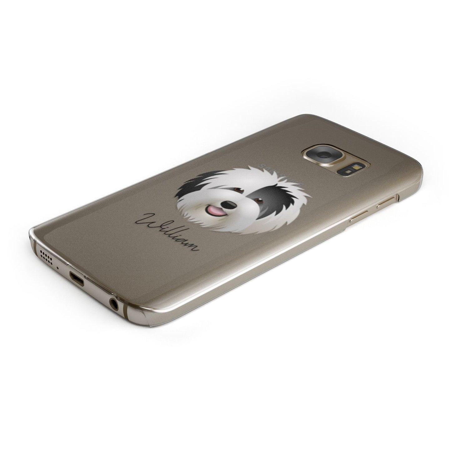 Old English Sheepdog Personalised Samsung Galaxy Case Bottom Cutout