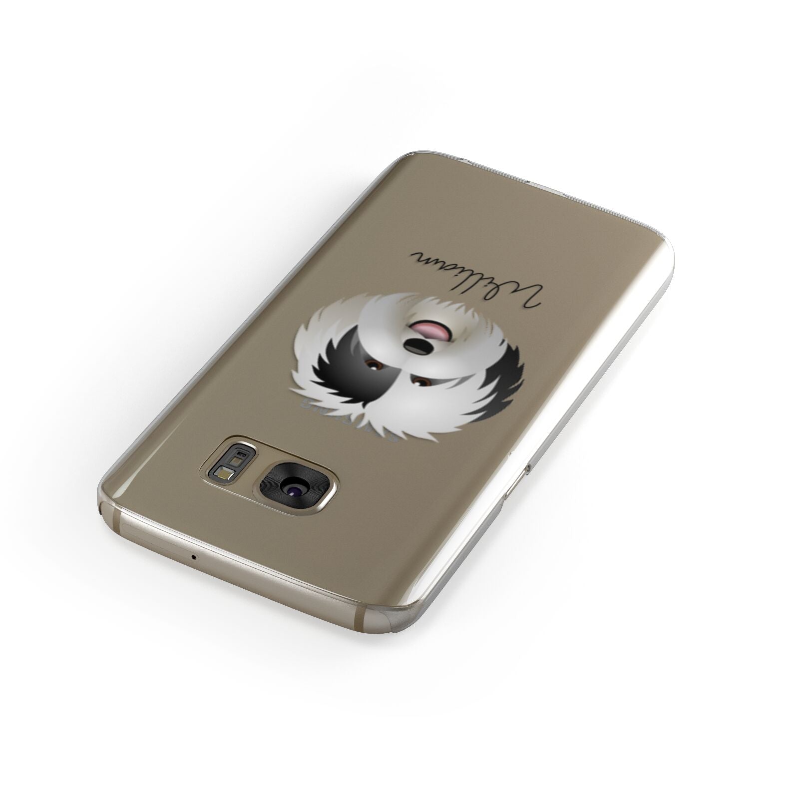 Old English Sheepdog Personalised Samsung Galaxy Case Front Close Up