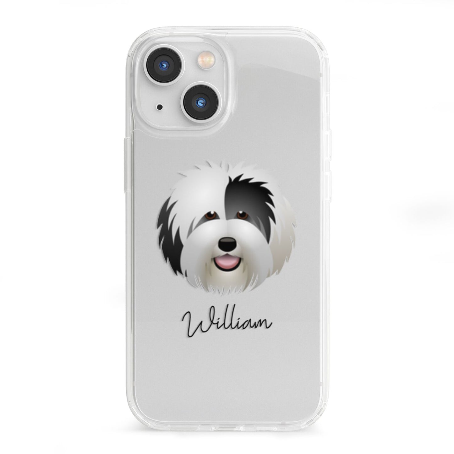 Old English Sheepdog Personalised iPhone 13 Mini Clear Bumper Case