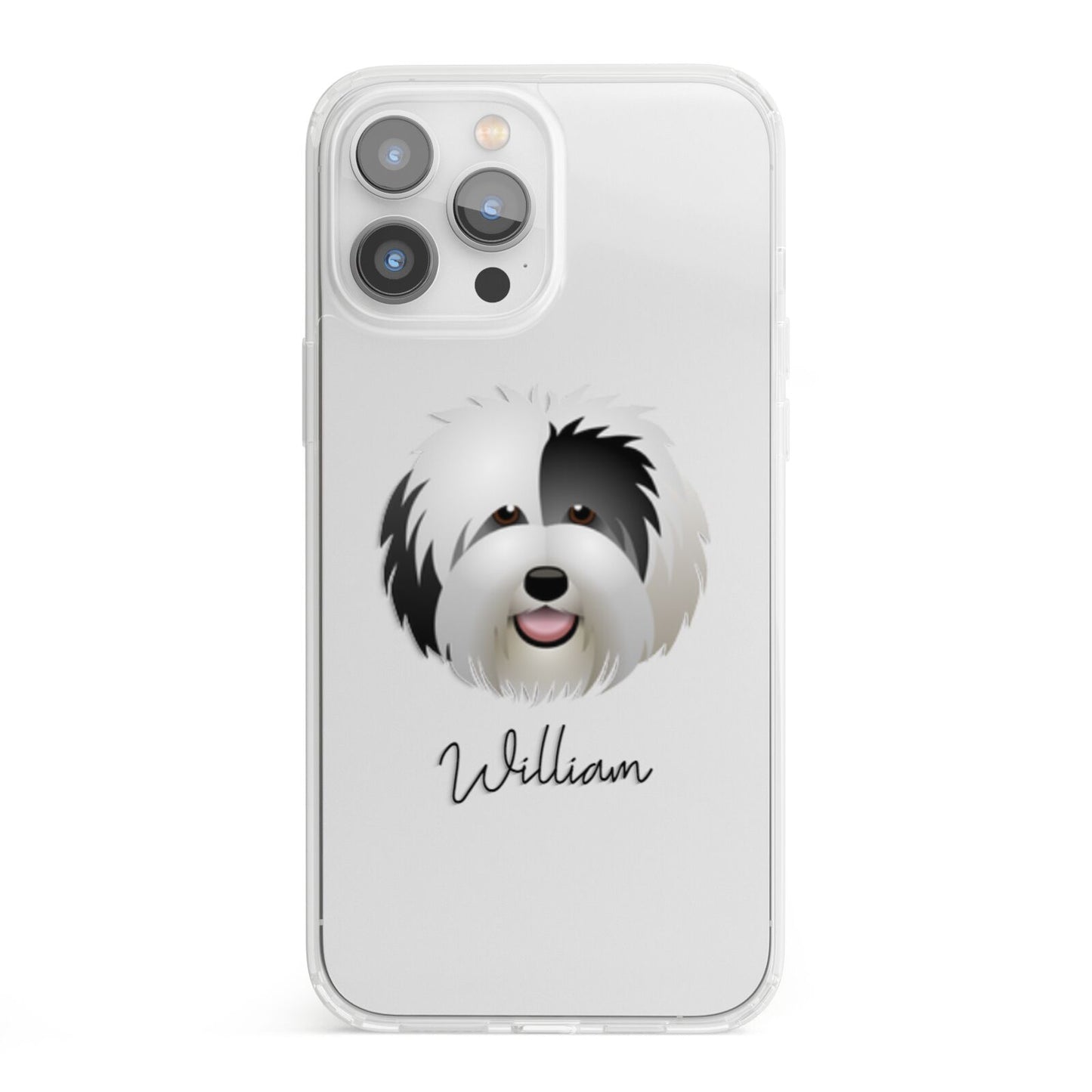 Old English Sheepdog Personalised iPhone 13 Pro Max Clear Bumper Case