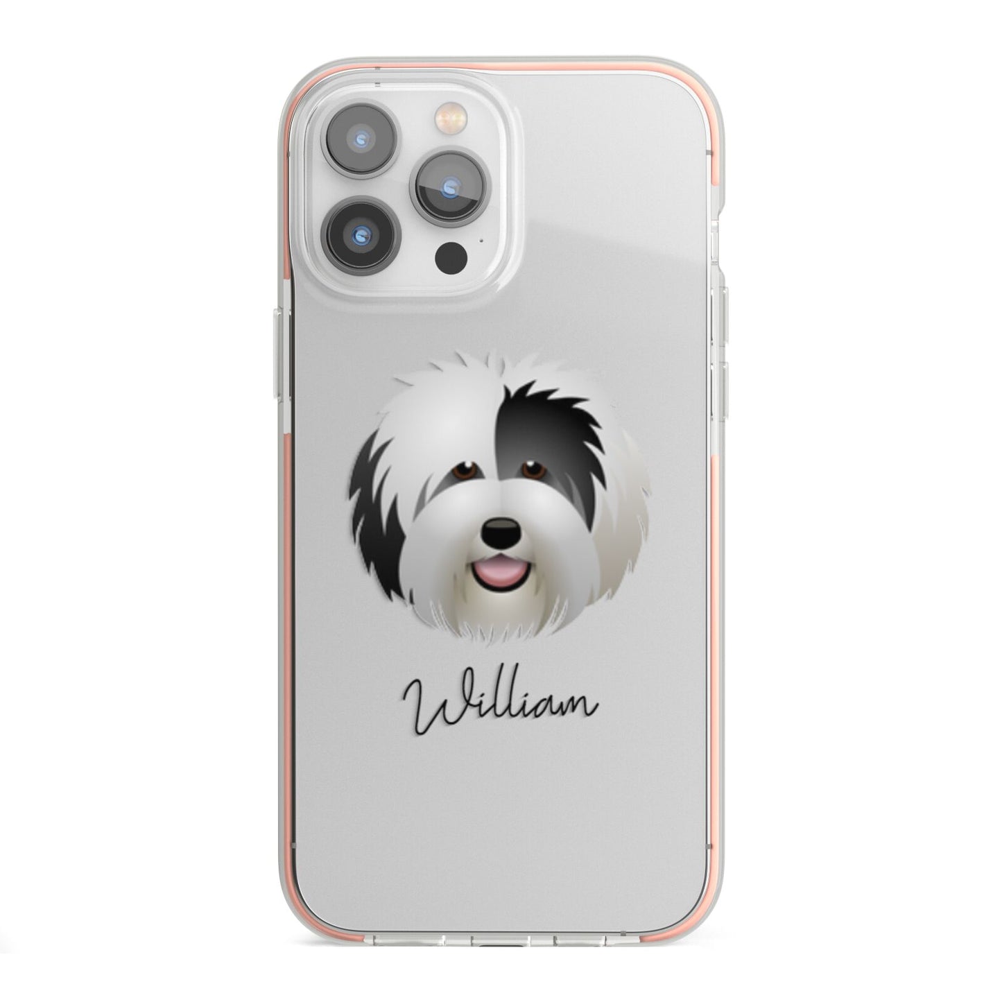 Old English Sheepdog Personalised iPhone 13 Pro Max TPU Impact Case with Pink Edges