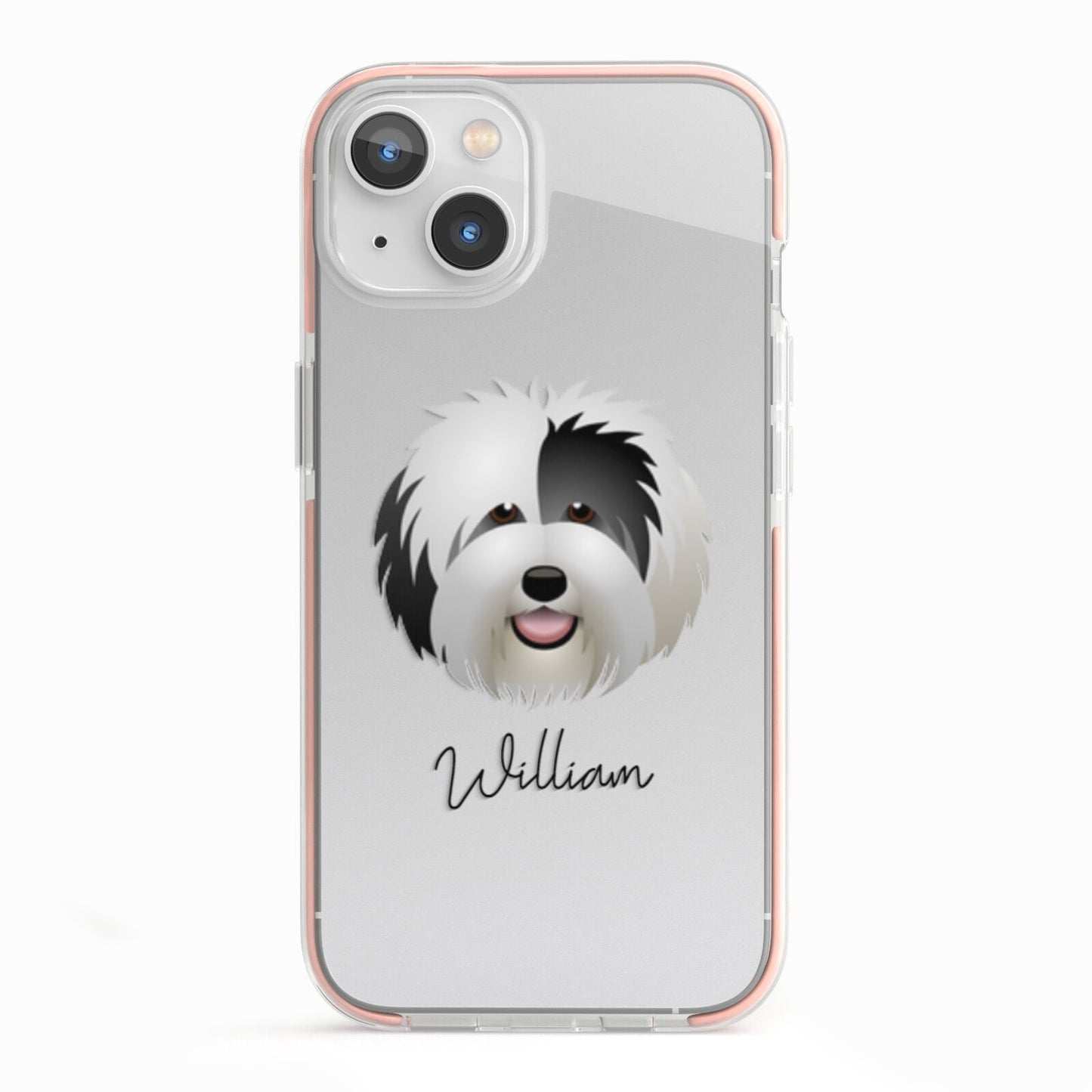 Old English Sheepdog Personalised iPhone 13 TPU Impact Case with Pink Edges