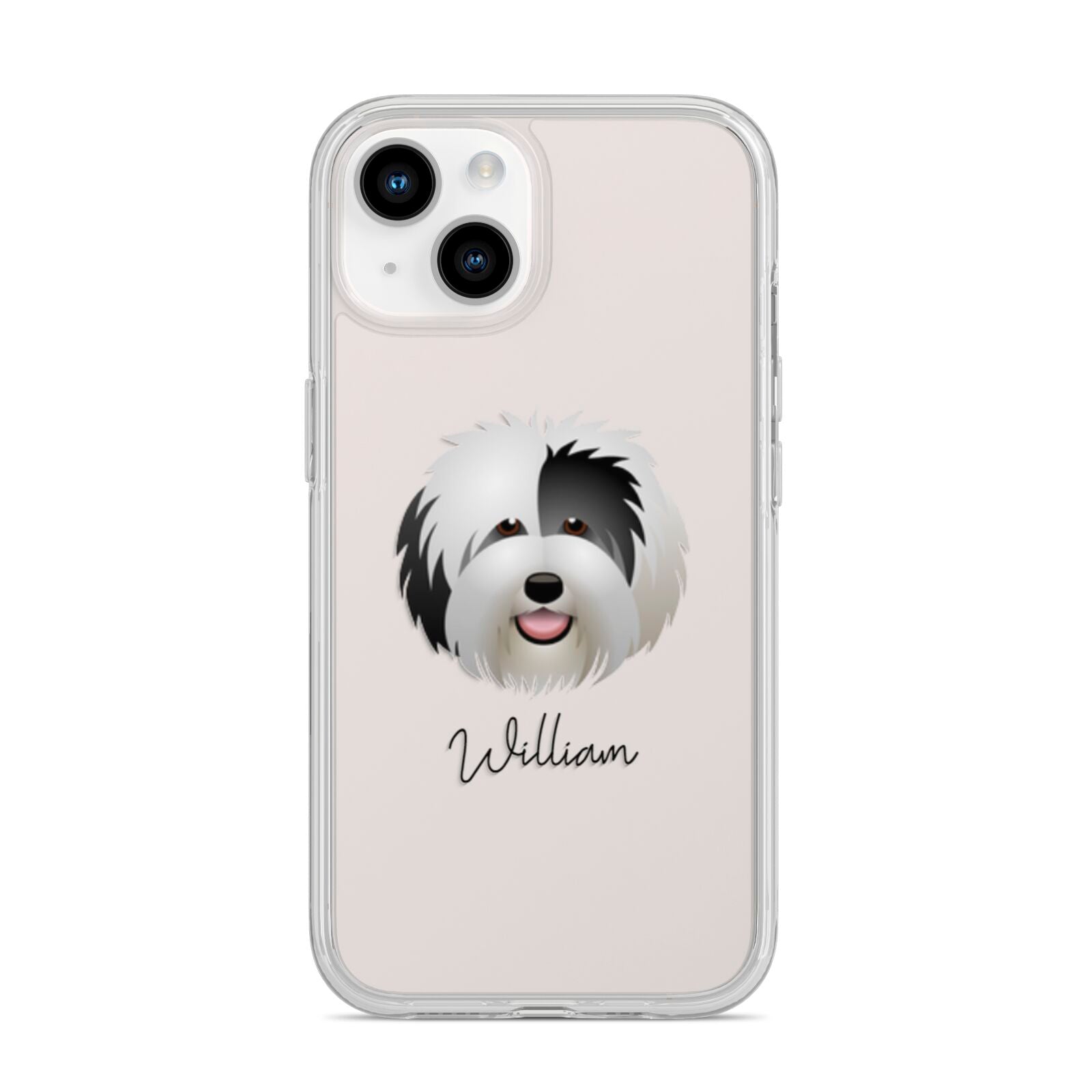 Old English Sheepdog Personalised iPhone 14 Clear Tough Case Starlight