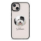 Old English Sheepdog Personalised iPhone 14 Plus Black Impact Case on Silver phone