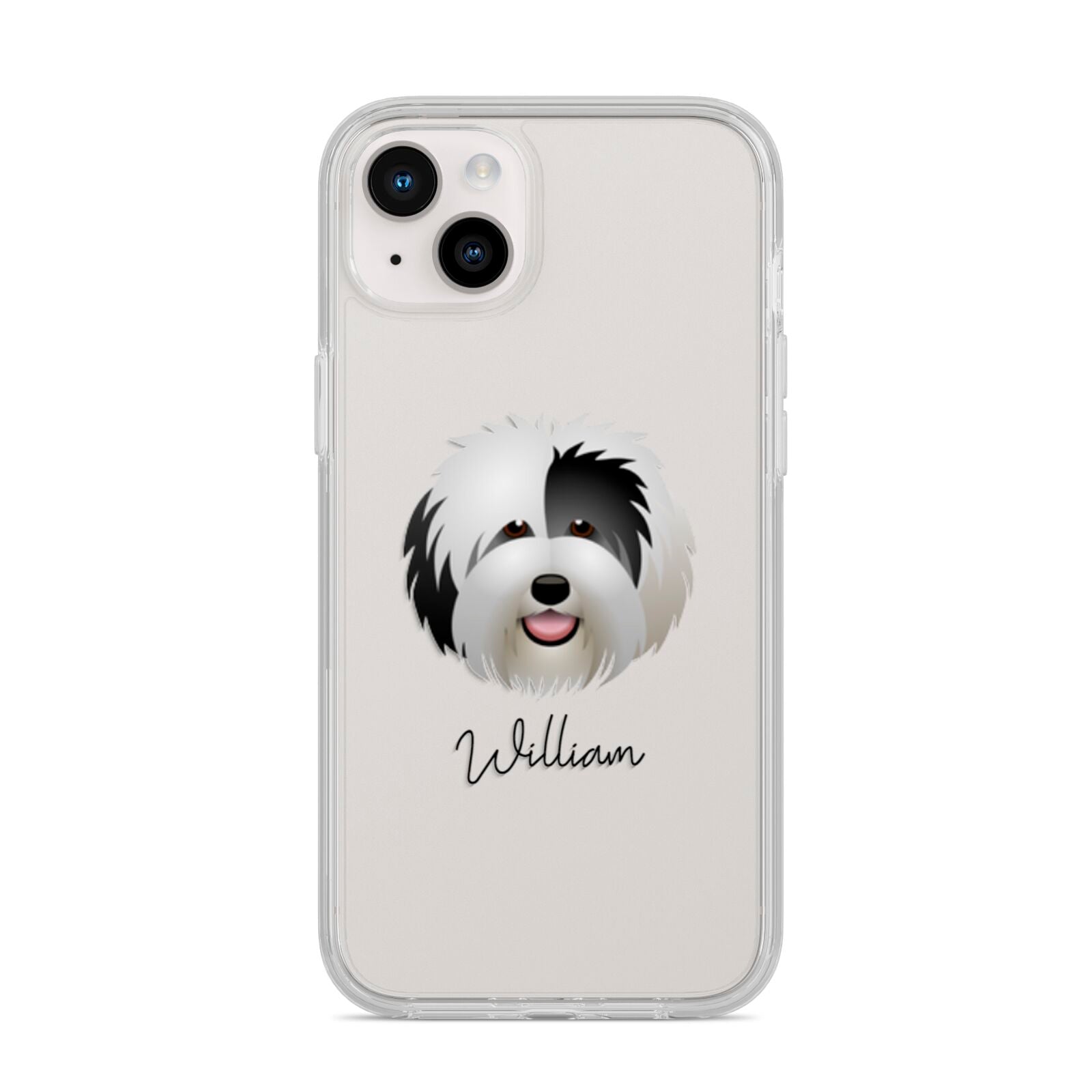 Old English Sheepdog Personalised iPhone 14 Plus Clear Tough Case Starlight