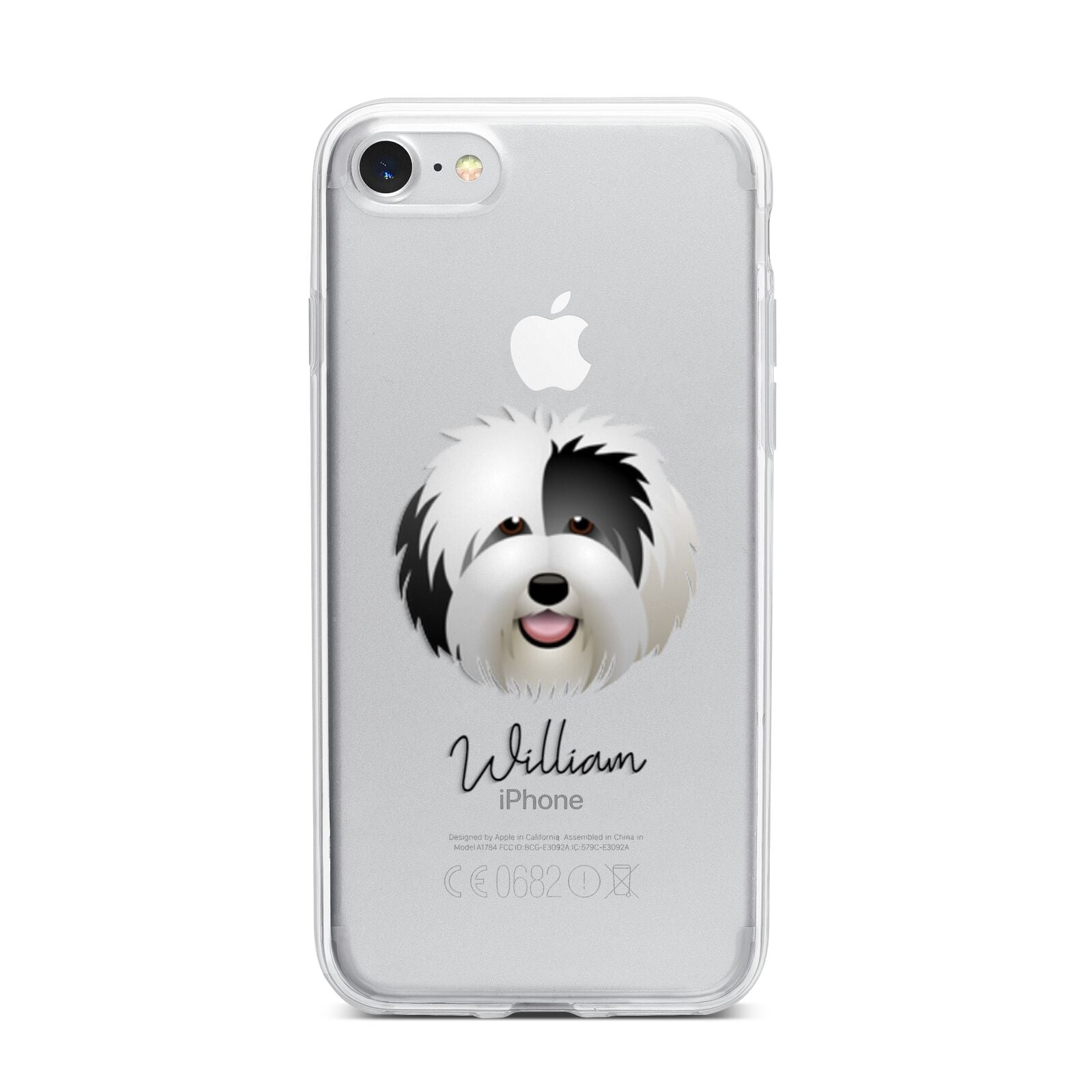 Old English Sheepdog Personalised iPhone 7 Bumper Case on Silver iPhone
