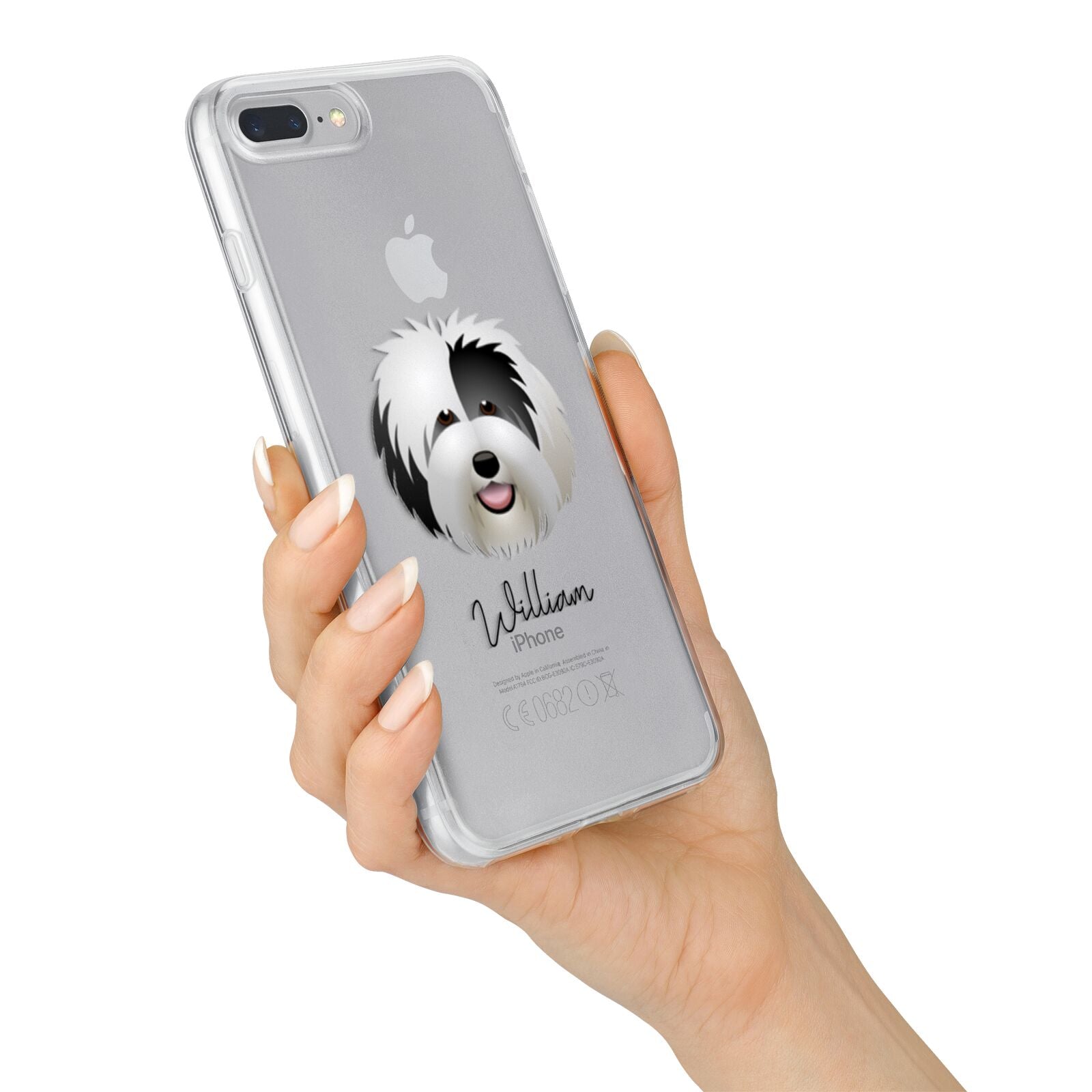 Old English Sheepdog Personalised iPhone 7 Plus Bumper Case on Silver iPhone Alternative Image
