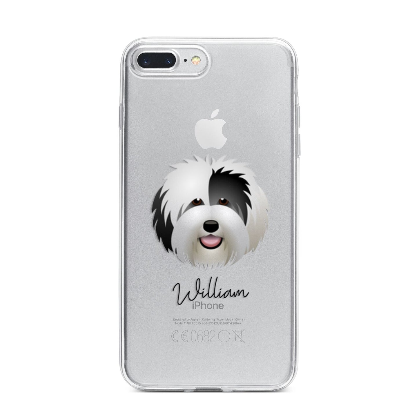 Old English Sheepdog Personalised iPhone 7 Plus Bumper Case on Silver iPhone