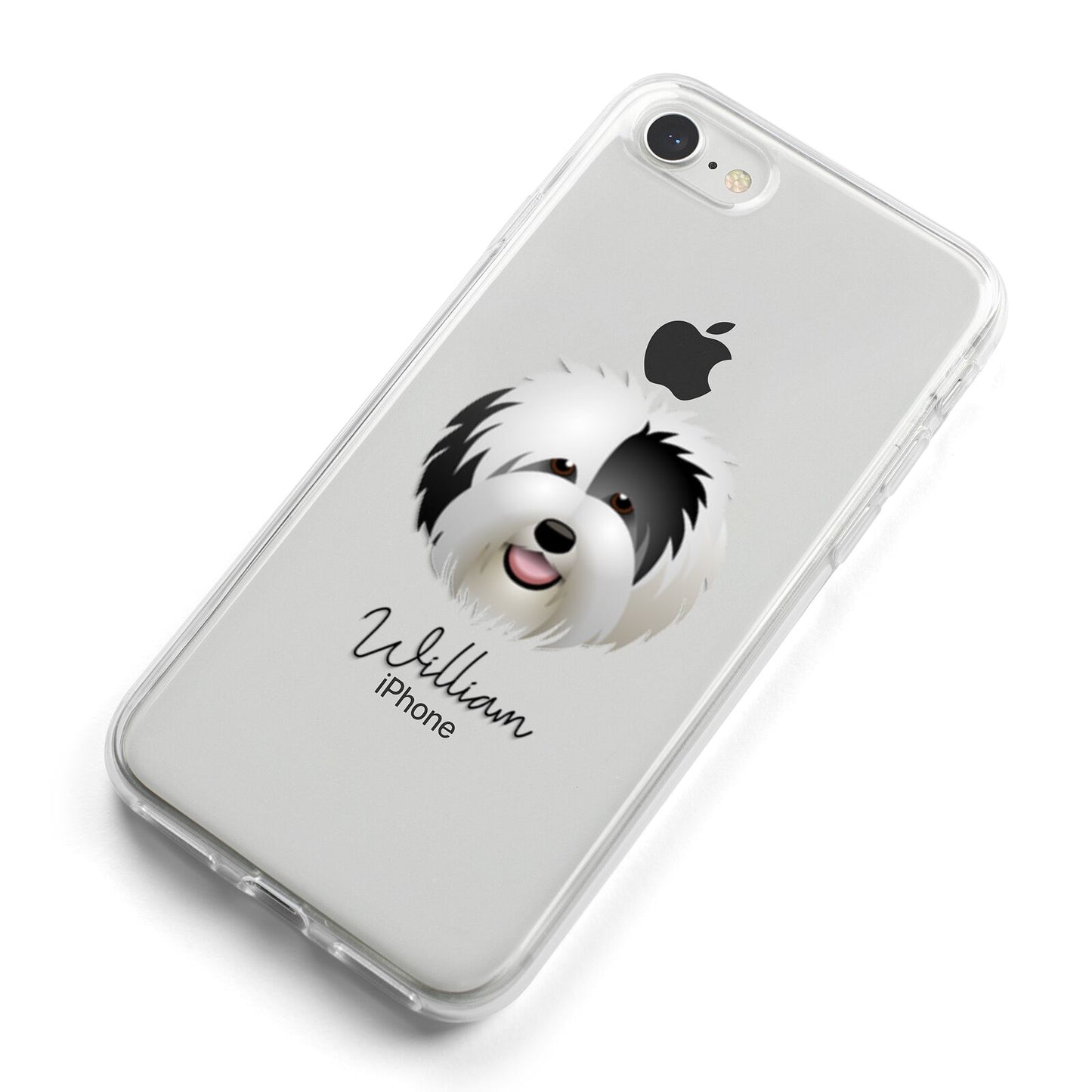 Old English Sheepdog Personalised iPhone 8 Bumper Case on Silver iPhone Alternative Image