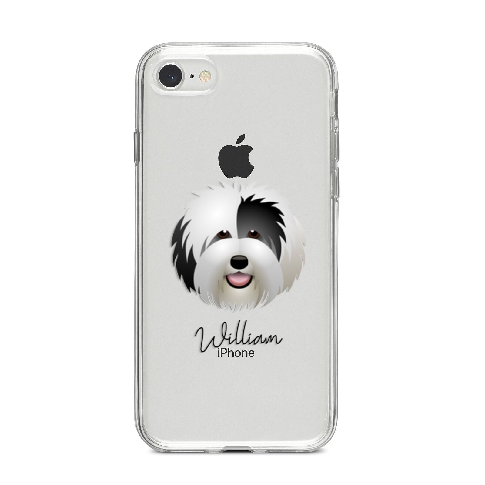 Old English Sheepdog Personalised iPhone 8 Bumper Case on Silver iPhone