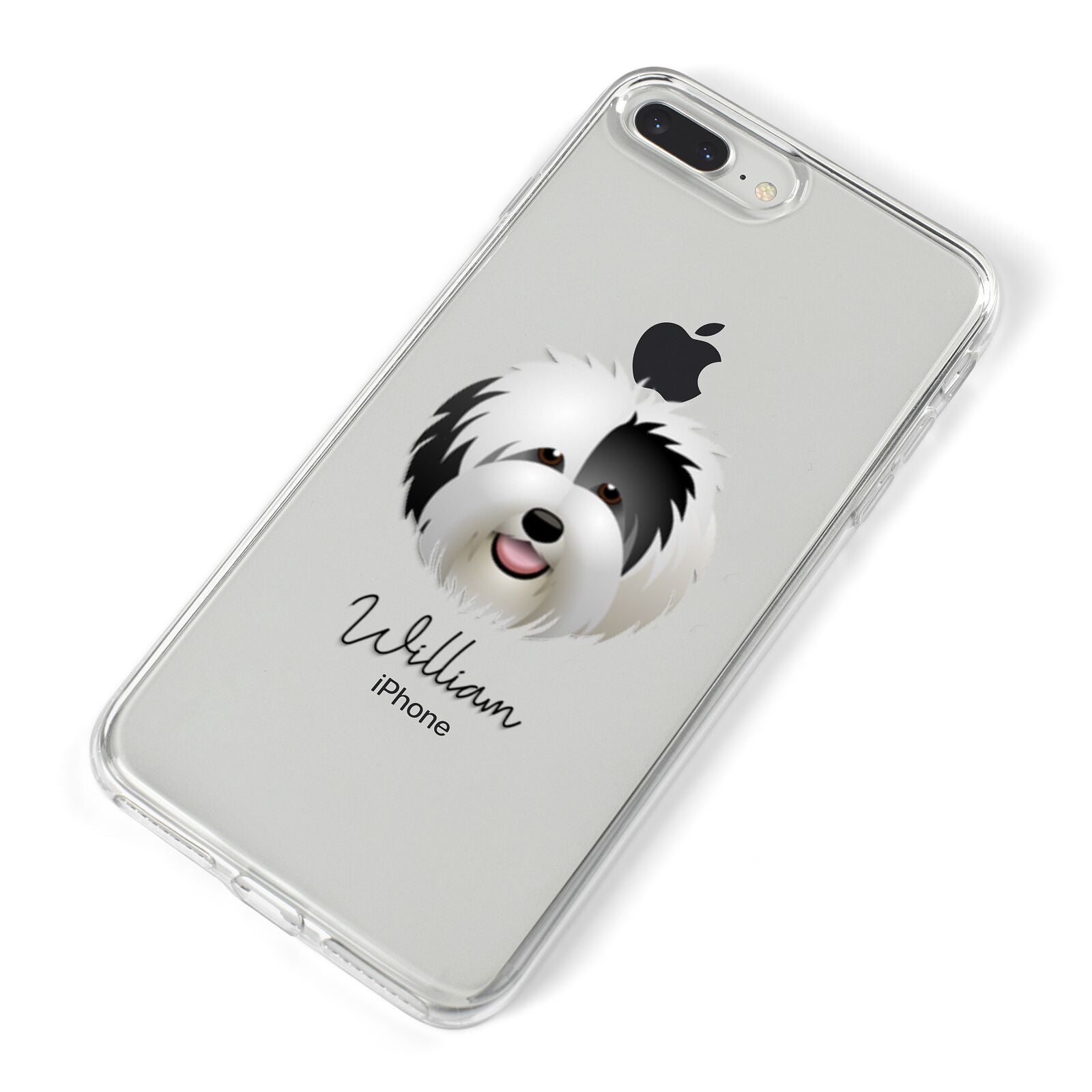 Old English Sheepdog Personalised iPhone 8 Plus Bumper Case on Silver iPhone Alternative Image