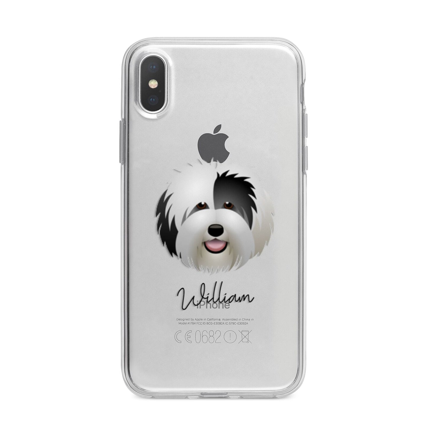 Old English Sheepdog Personalised iPhone X Bumper Case on Silver iPhone Alternative Image 1