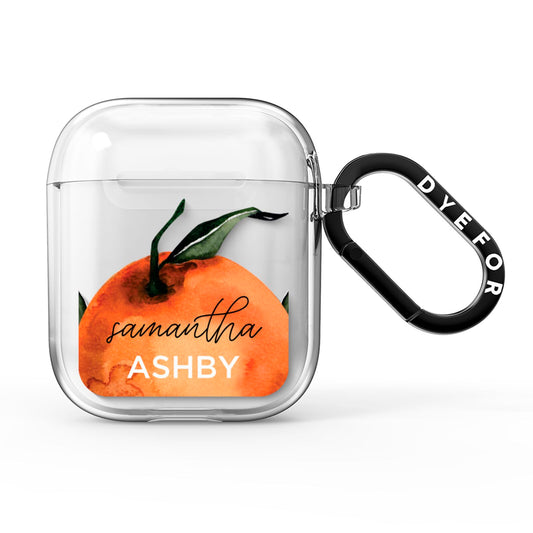 Orange Blossom Personalised Name AirPods Clear Case