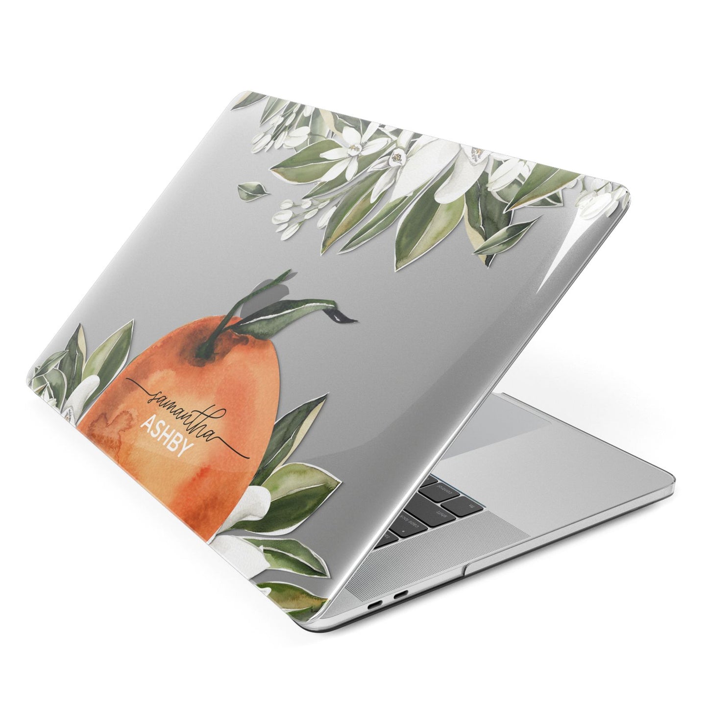 Orange Blossom Personalised Name Apple MacBook Case Side View