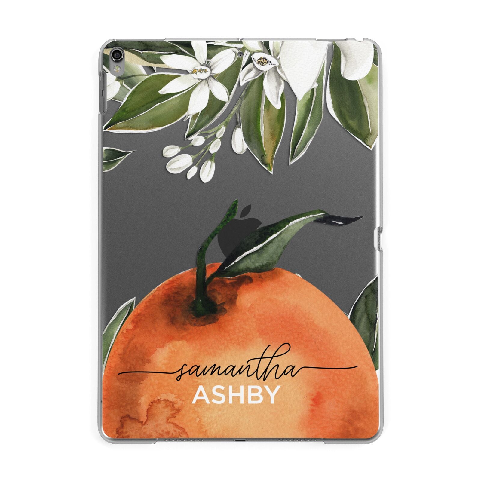 Orange Blossom Personalised Name Apple iPad Grey Case