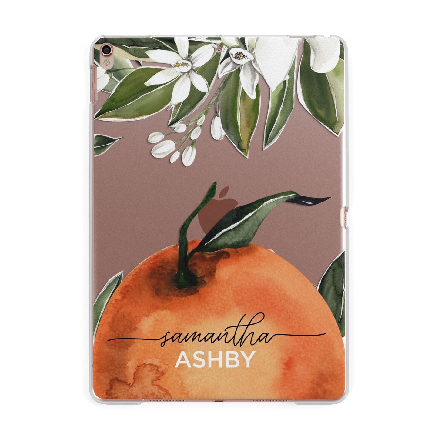 Orange Blossom Personalised Name Apple iPad Rose Gold Case