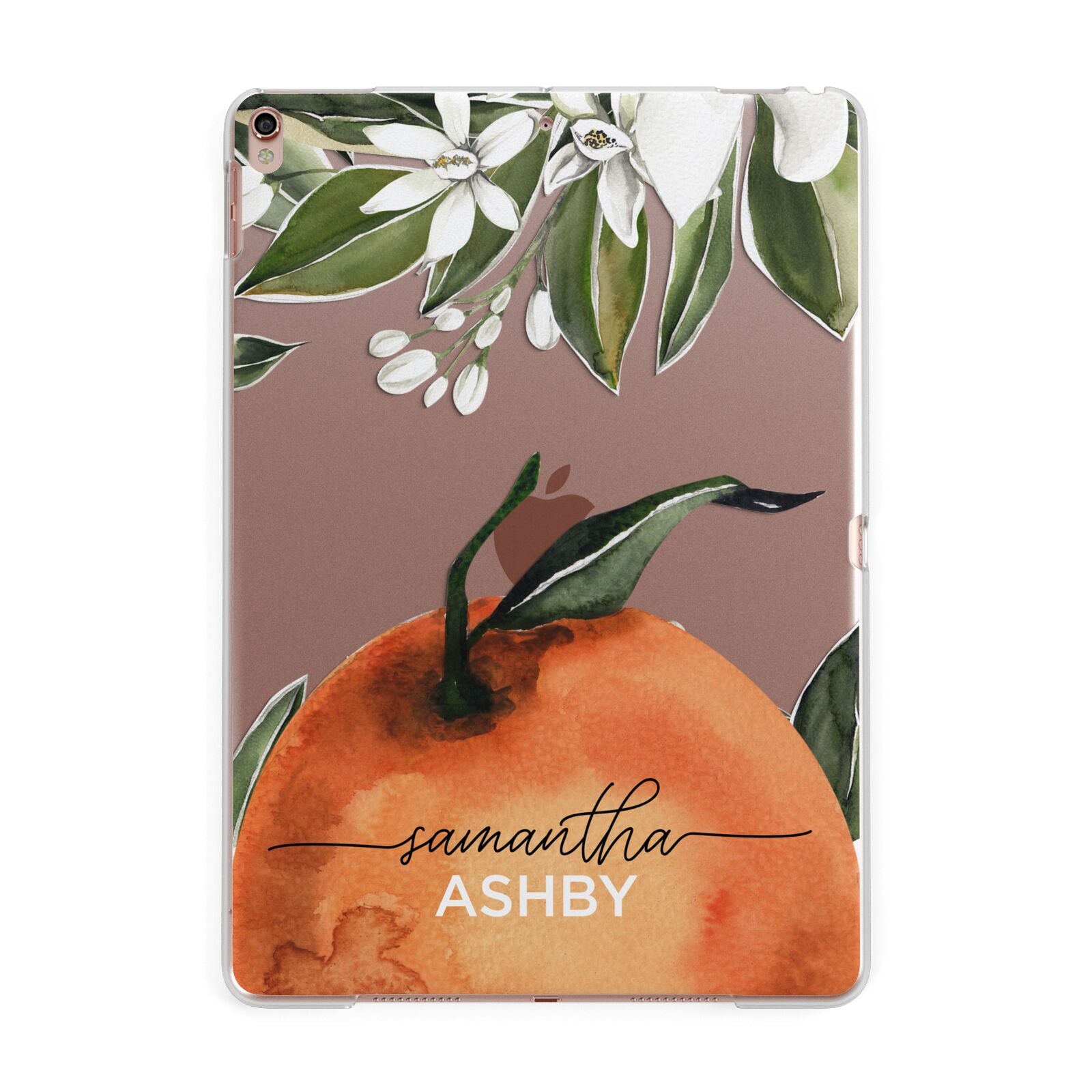 Orange Blossom Personalised Name Apple iPad Rose Gold Case