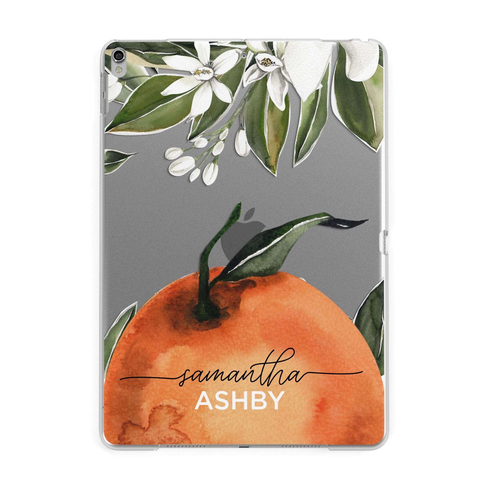Orange Blossom Personalised Name Apple iPad Silver Case
