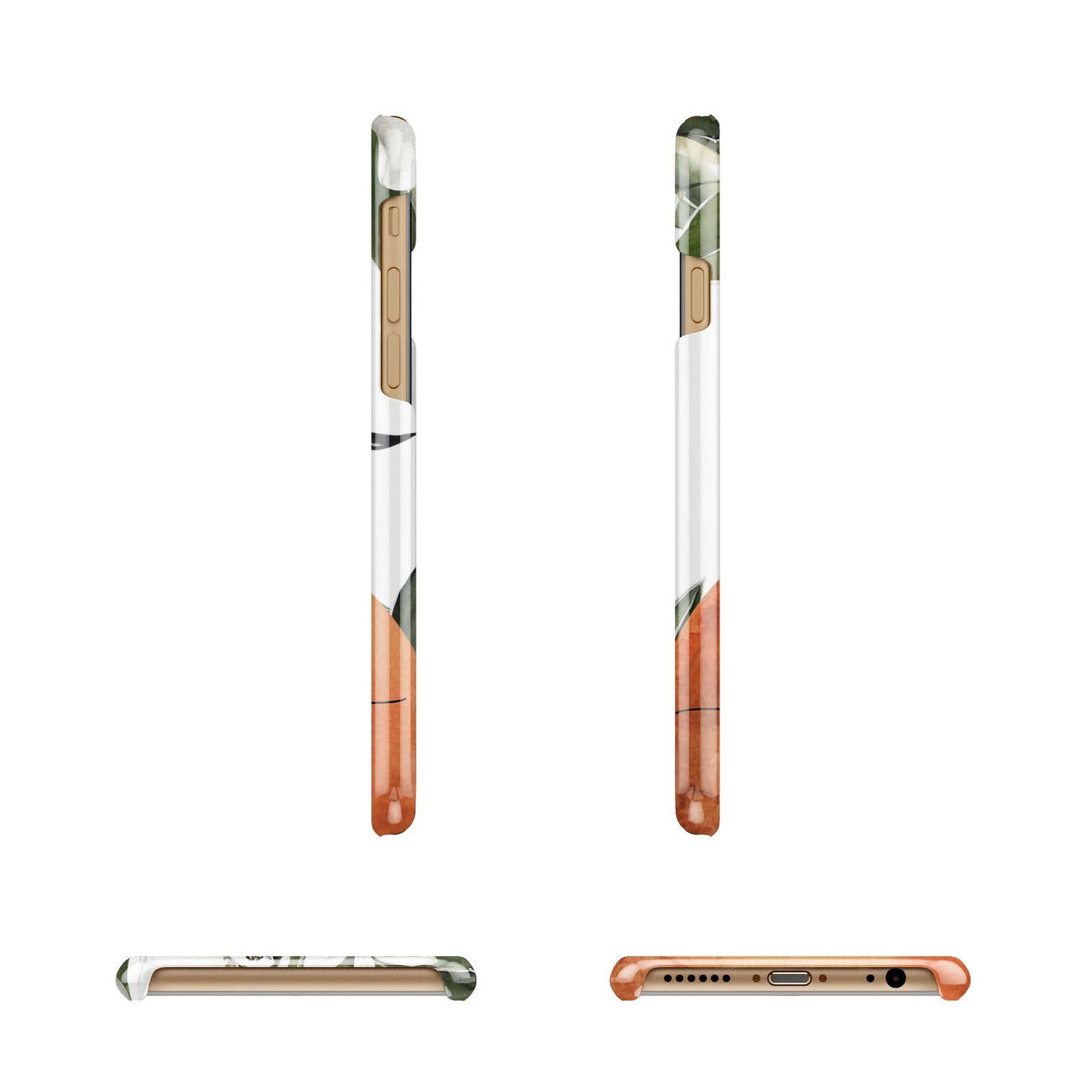 Orange Blossom Personalised Name Apple iPhone 6 3D Wrap Snap Case Angled Images