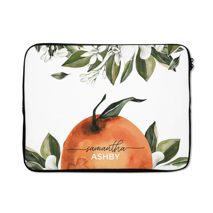 Orange Blossom Personalised Name Laptop Bag with Zip