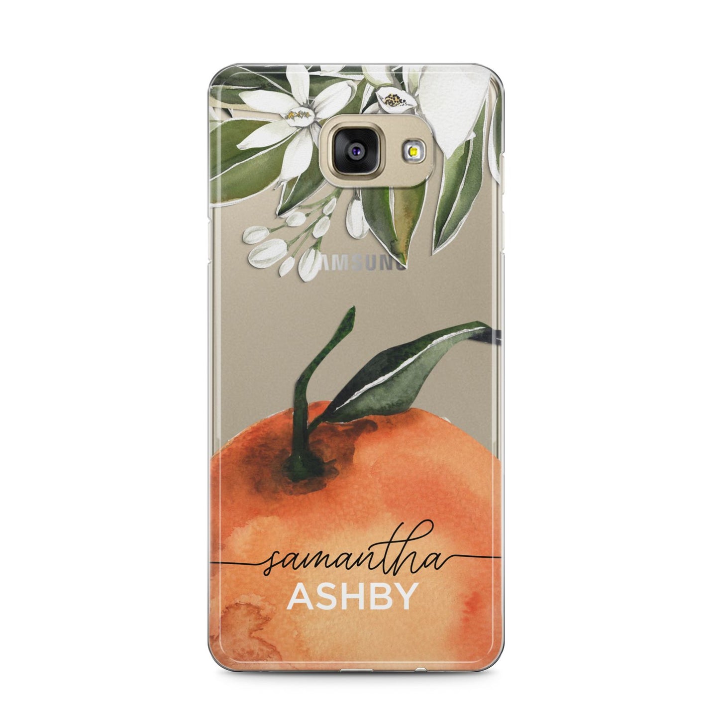 Orange Blossom Personalised Name Samsung Galaxy A5 2016 Case on gold phone