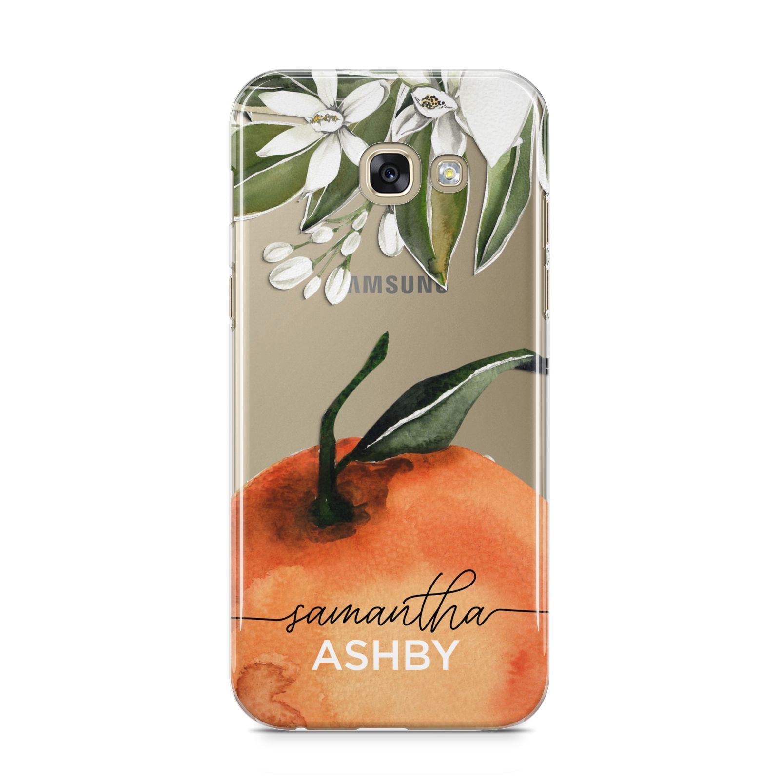 Orange Blossom Personalised Name Samsung Galaxy A5 2017 Case on gold phone