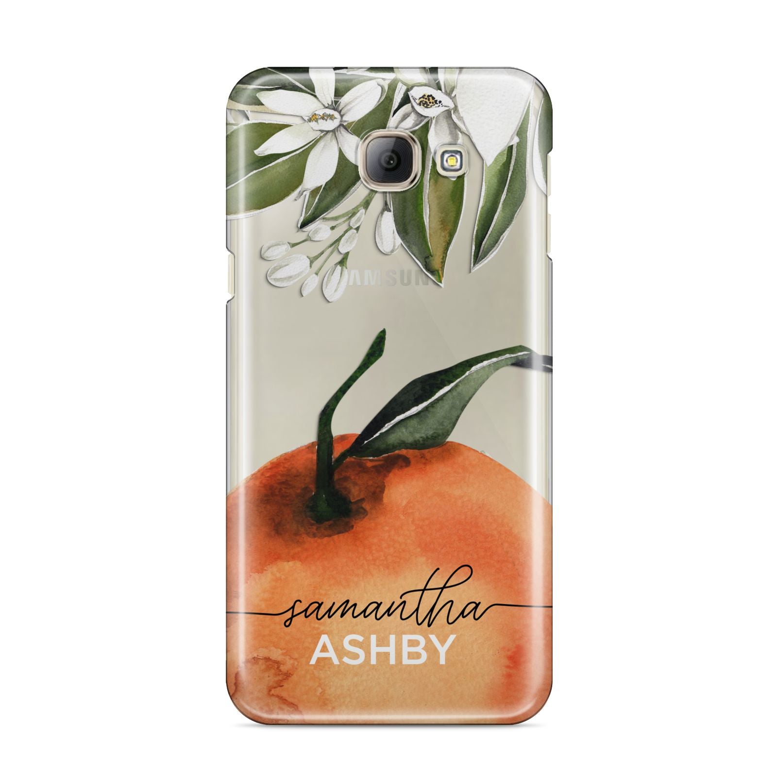 Orange Blossom Personalised Name Samsung Galaxy A8 2016 Case