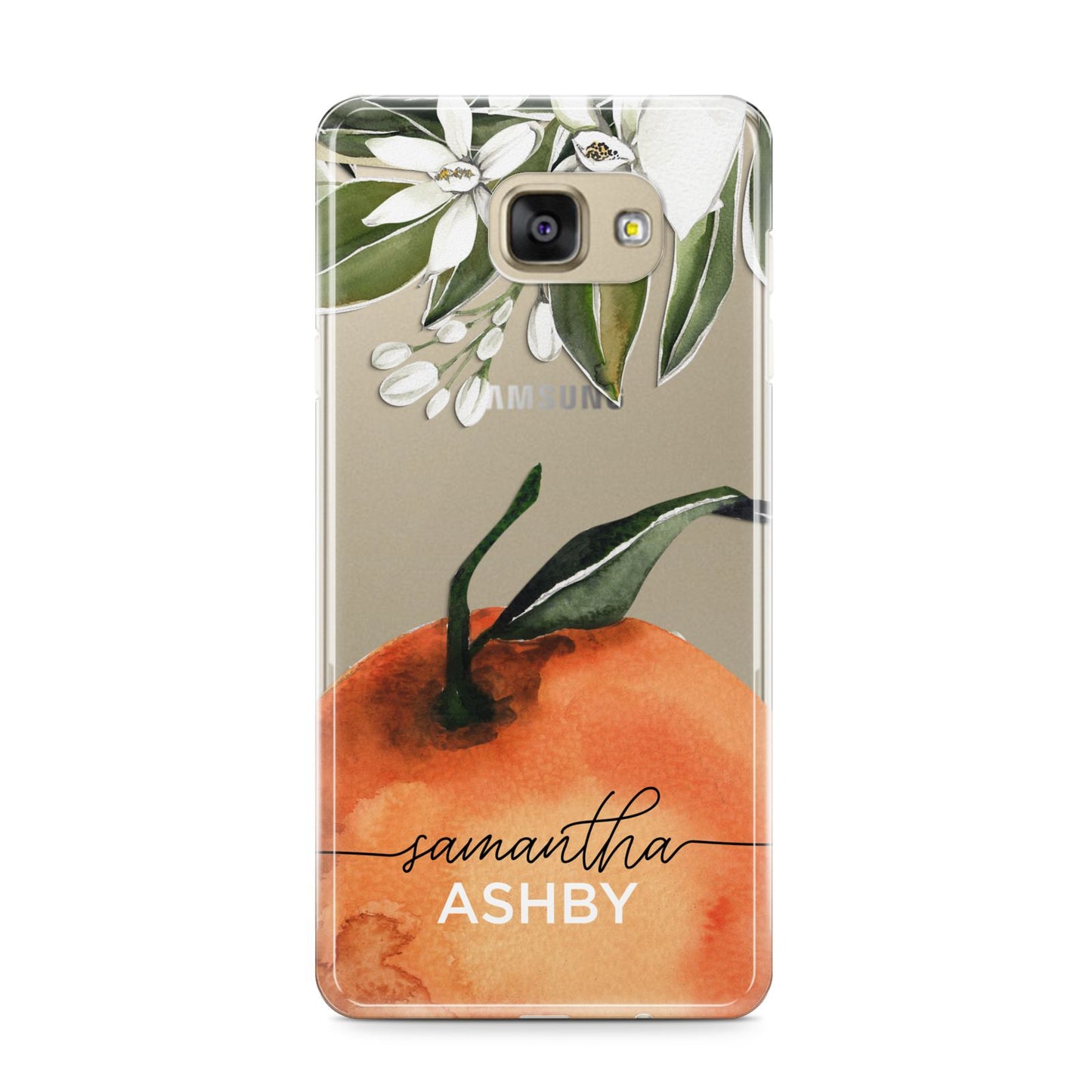 Orange Blossom Personalised Name Samsung Galaxy A9 2016 Case on gold phone