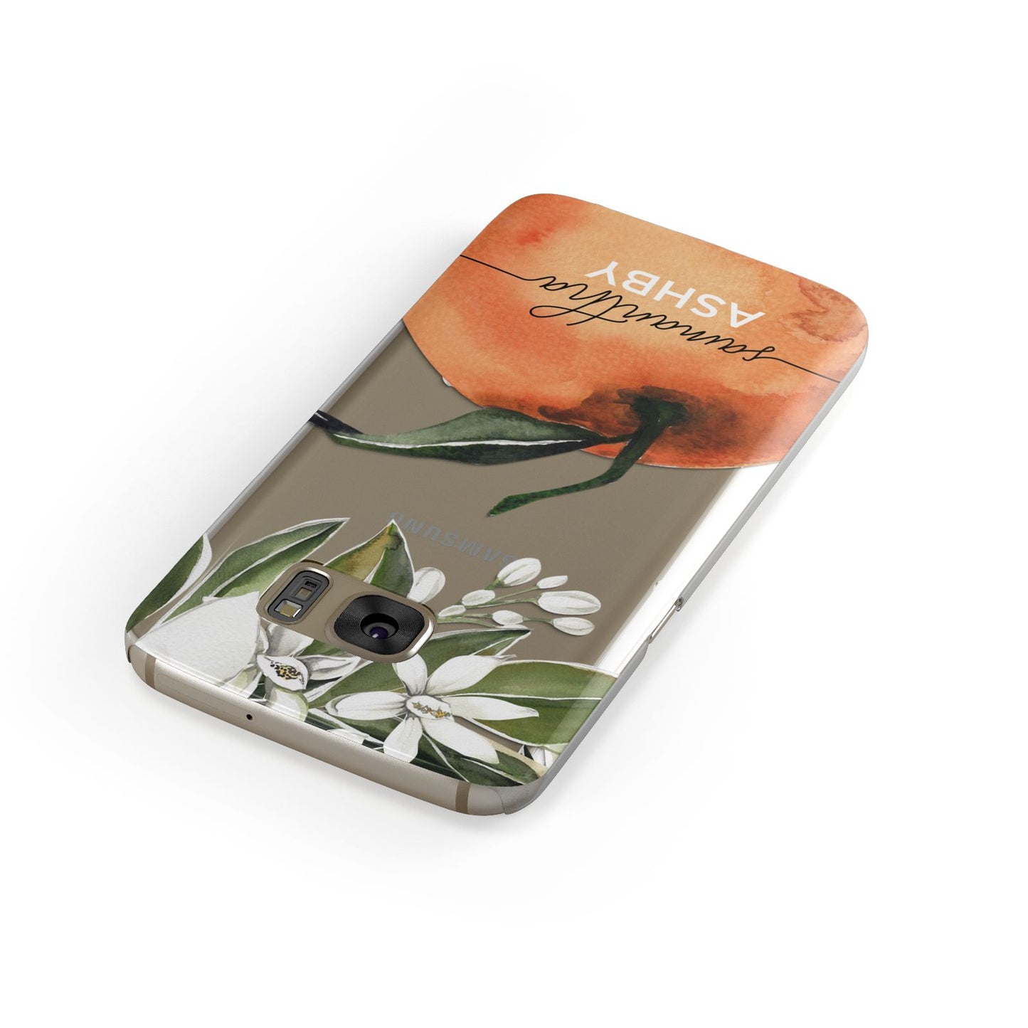 Orange Blossom Personalised Name Samsung Galaxy Case Front Close Up