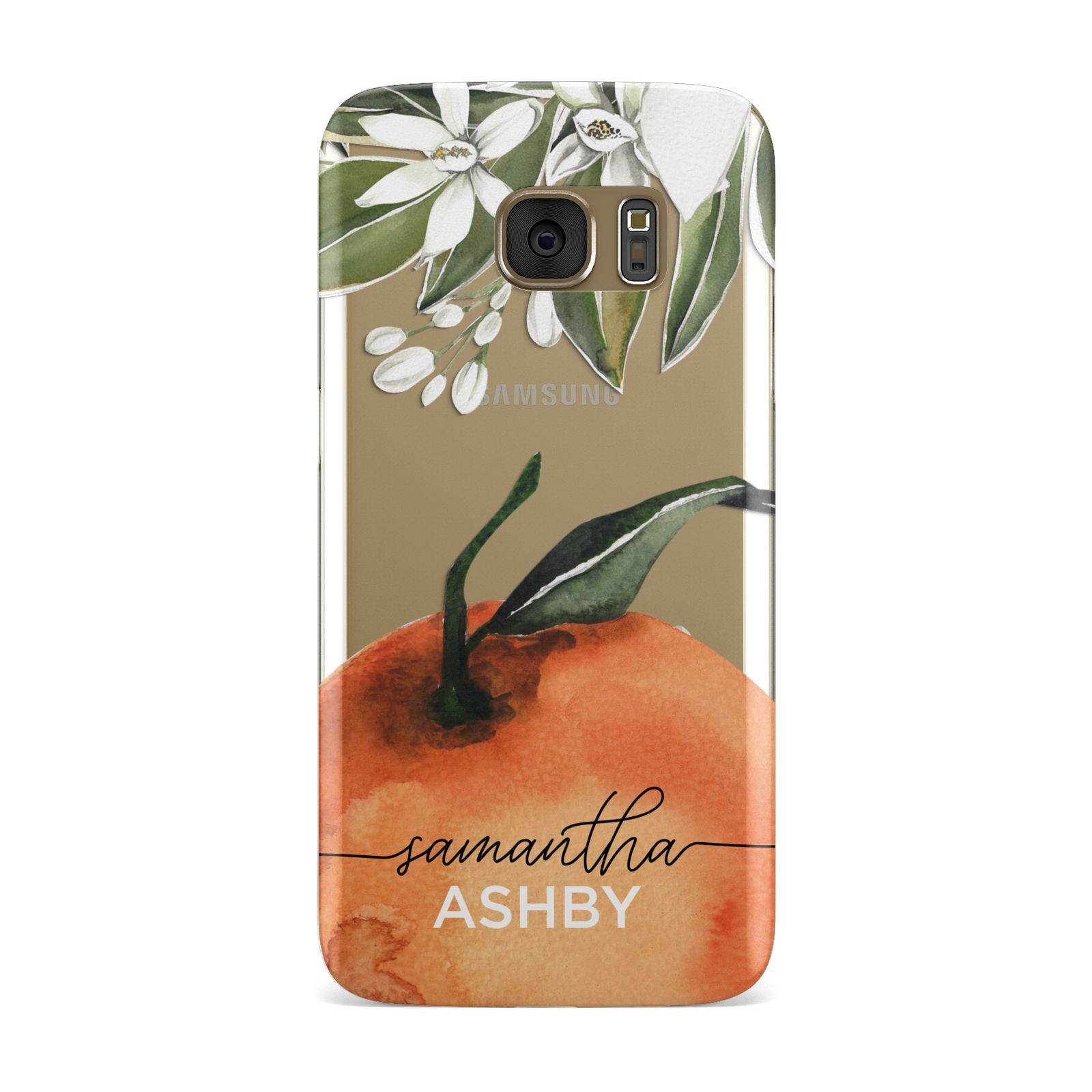 Orange Blossom Personalised Name Samsung Galaxy Case