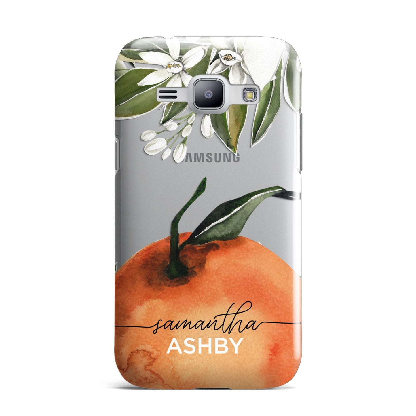Orange Blossom Personalised Name Samsung Galaxy J1 2015 Case