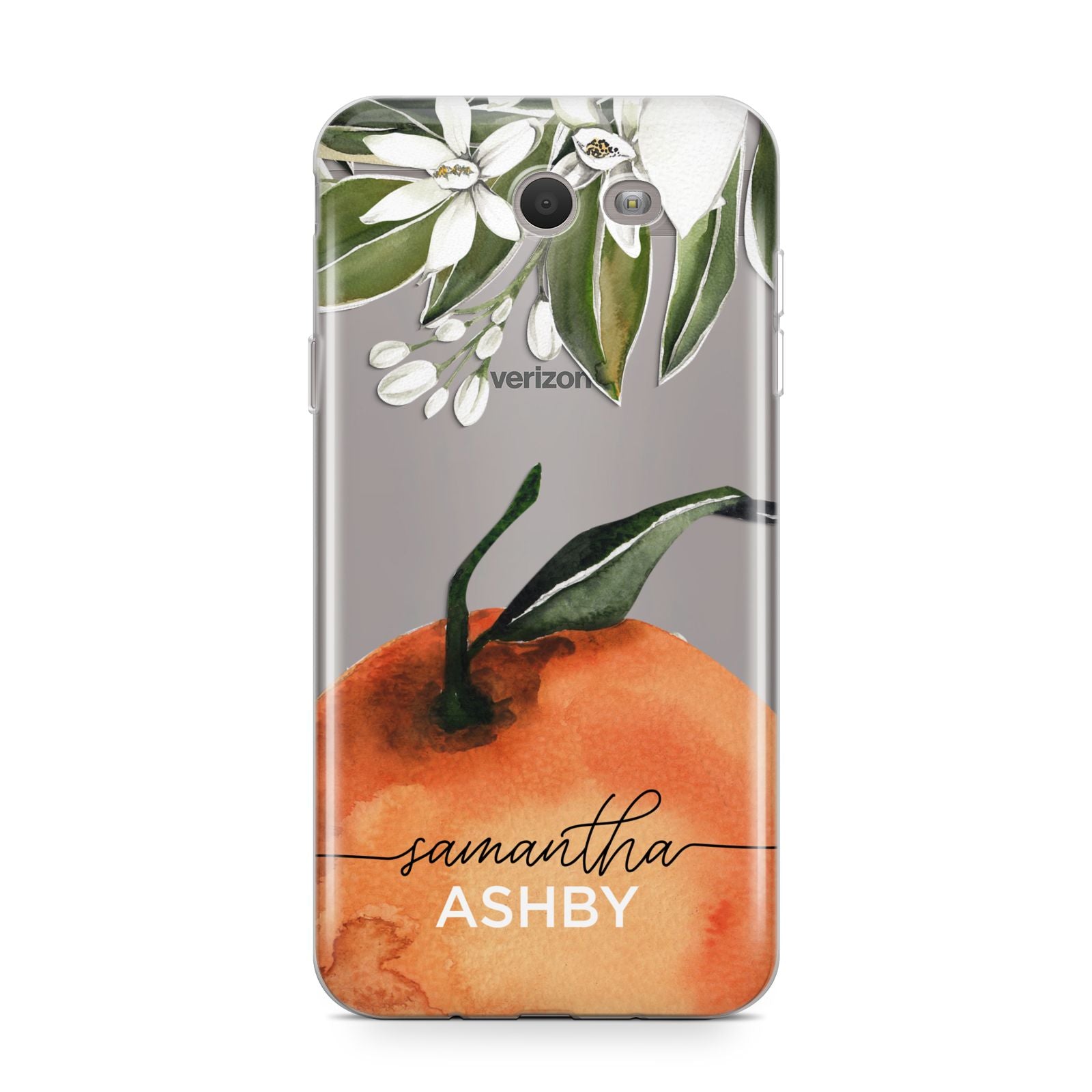 Orange Blossom Personalised Name Samsung Galaxy J7 2017 Case