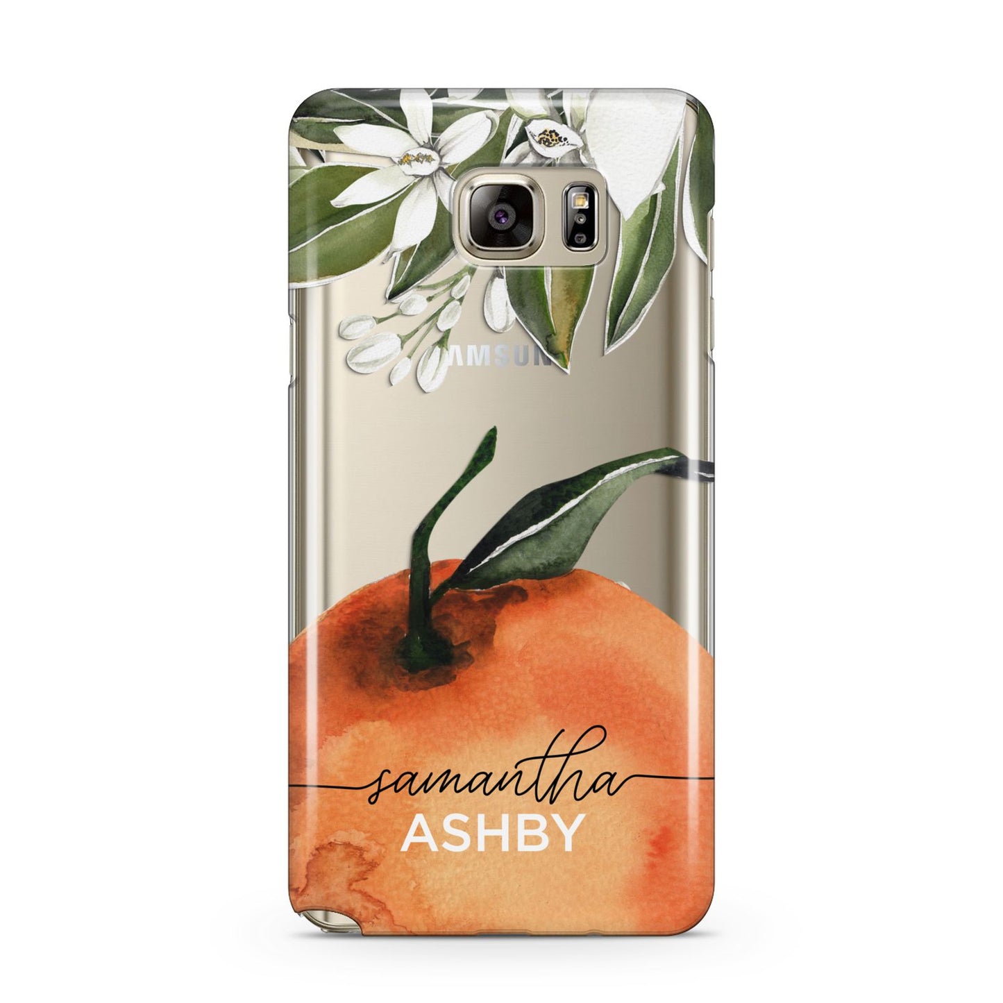 Orange Blossom Personalised Name Samsung Galaxy Note 5 Case