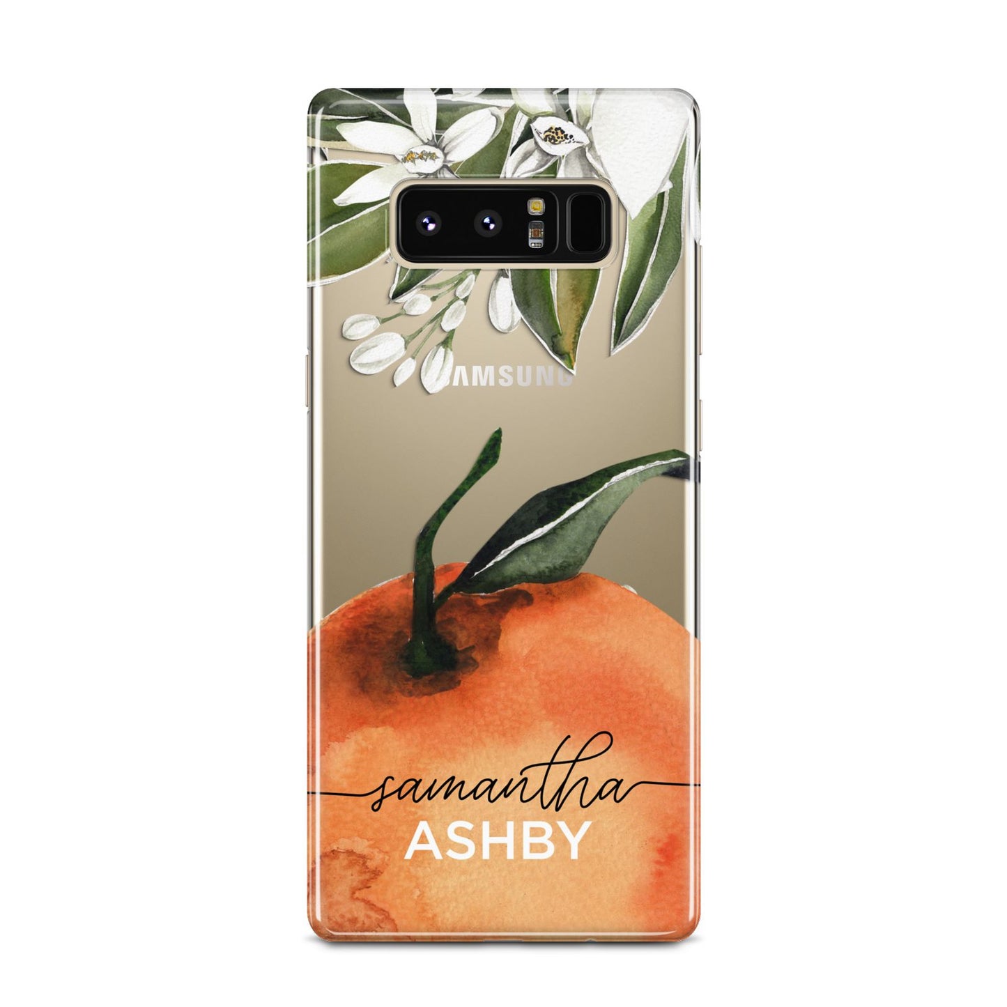 Orange Blossom Personalised Name Samsung Galaxy Note 8 Case