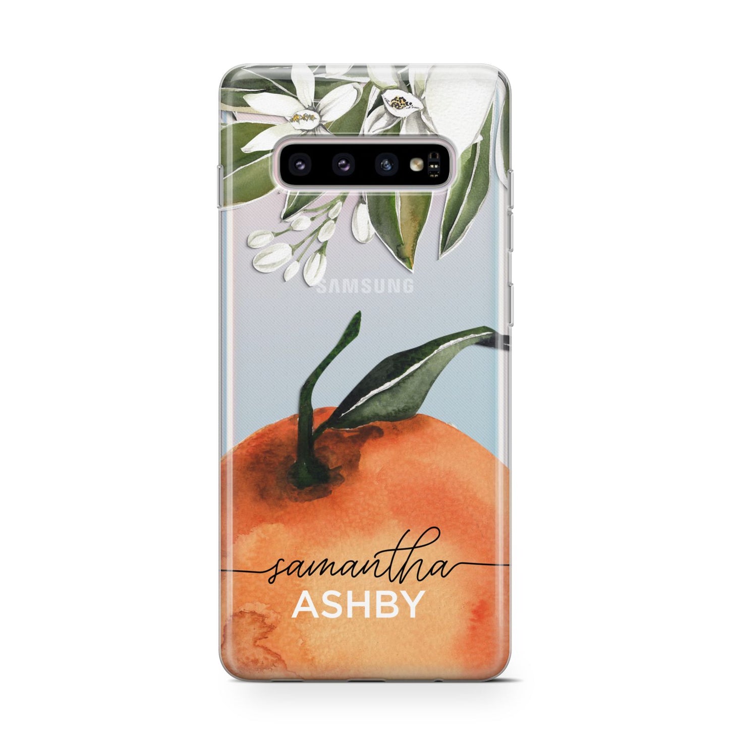 Orange Blossom Personalised Name Samsung Galaxy S10 Case
