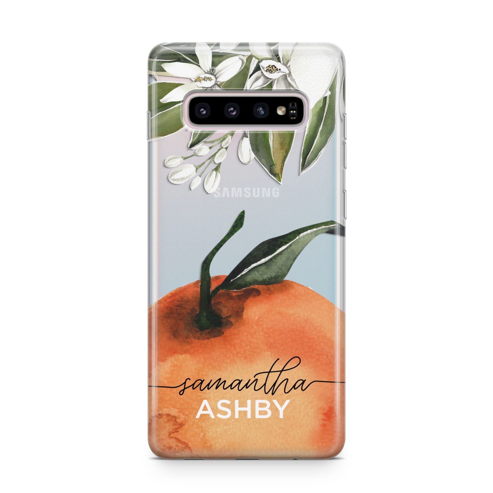 Orange Blossom Personalised Name Samsung Galaxy S10 Plus Case