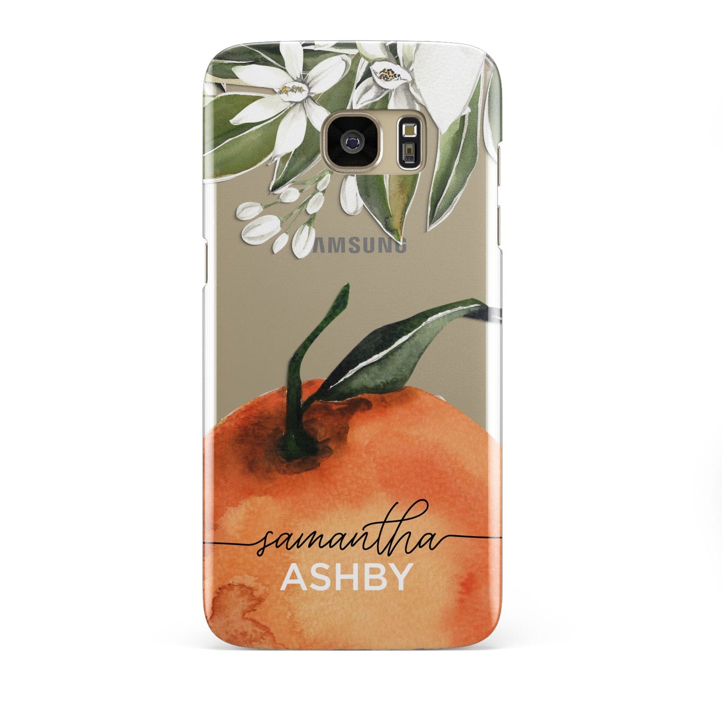 Orange Blossom Personalised Name Samsung Galaxy S7 Edge Case