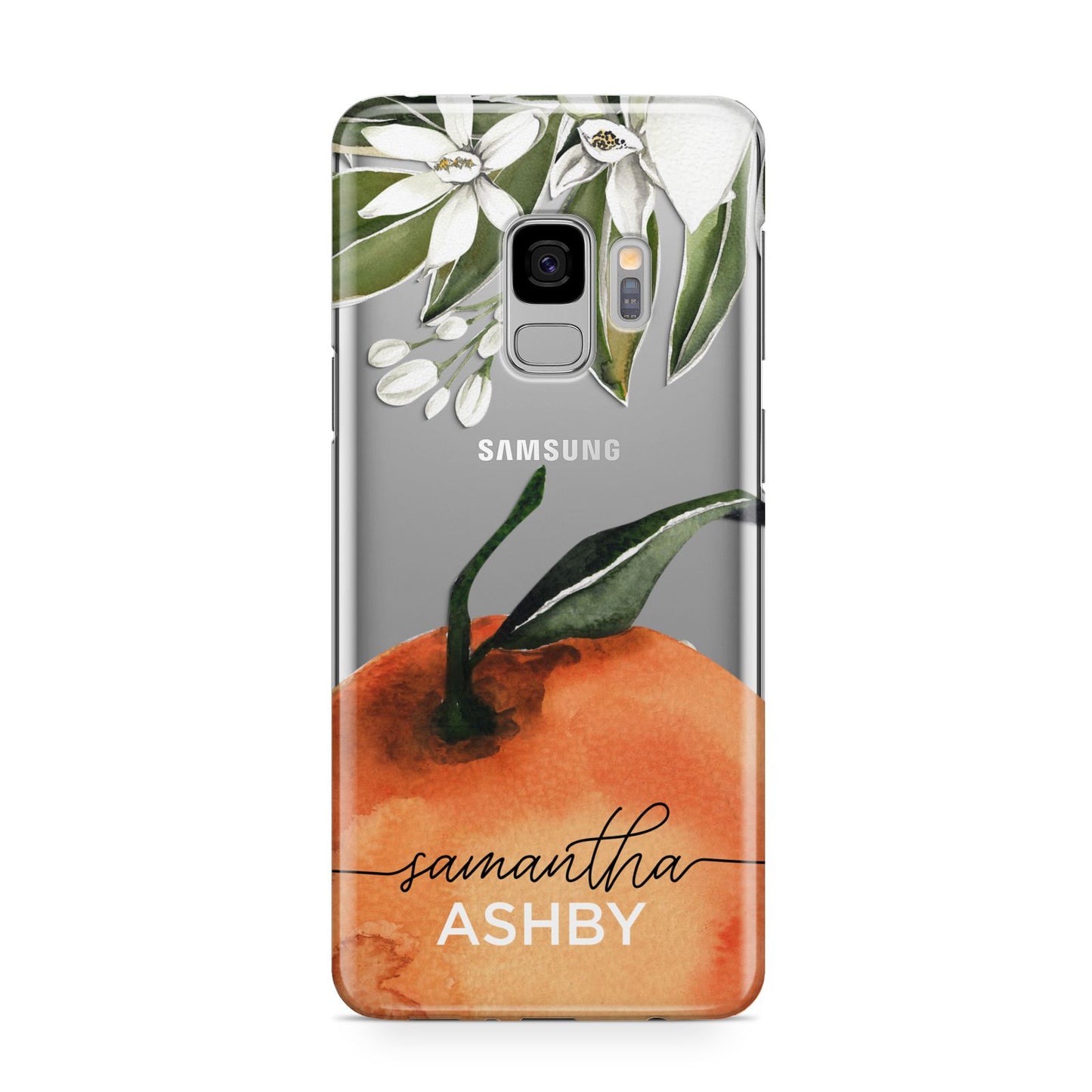 Orange Blossom Personalised Name Samsung Galaxy S9 Case