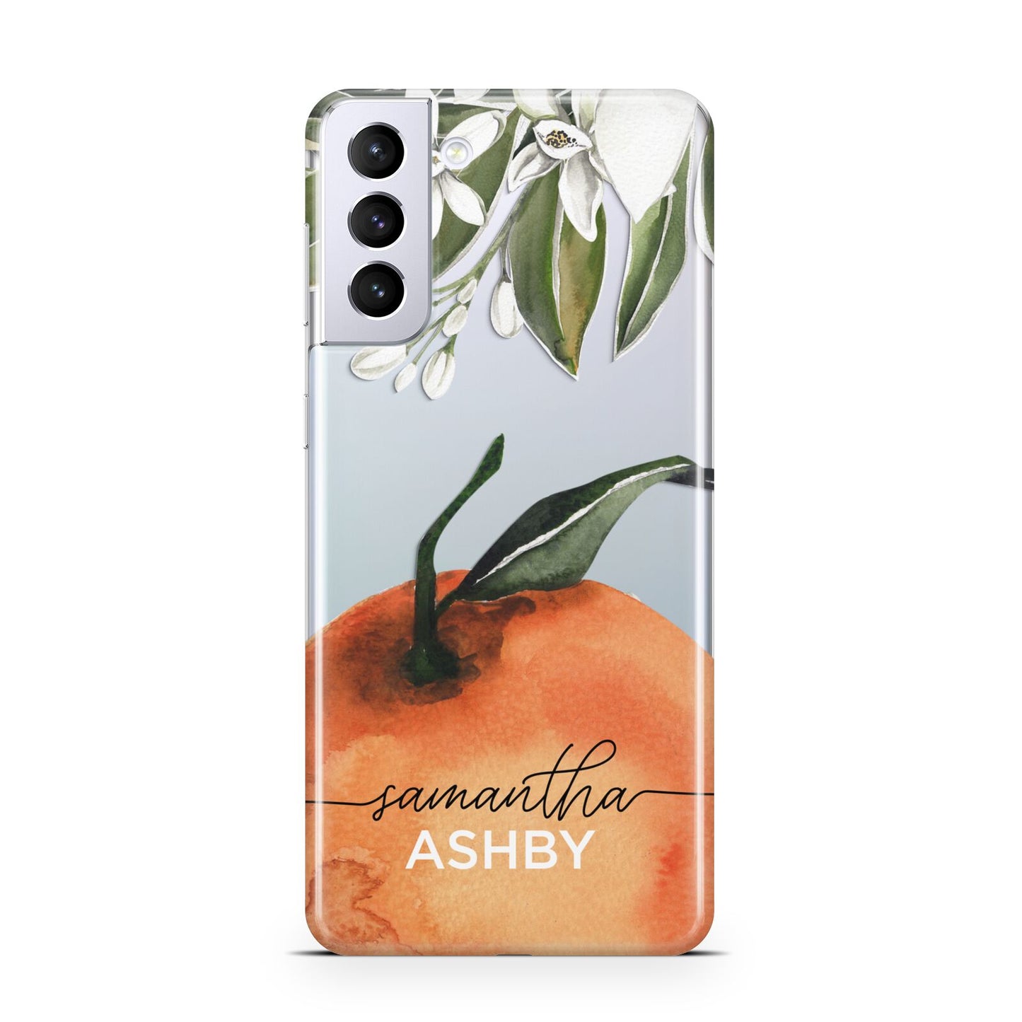 Orange Blossom Personalised Name Samsung S21 Plus Phone Case